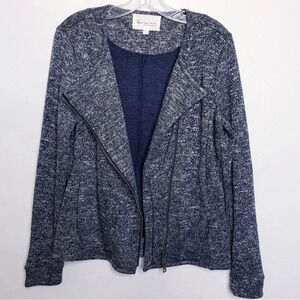 Two By Vince Camuto Asymmetrical Zip Jacket Size Small Navy Blue